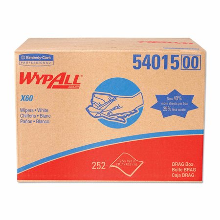 WYPALL Towels & Wipes, White, HYDROKNIT*, 252 Wipes, 16.8" x 12.5", Unscented, 252 PK 54015